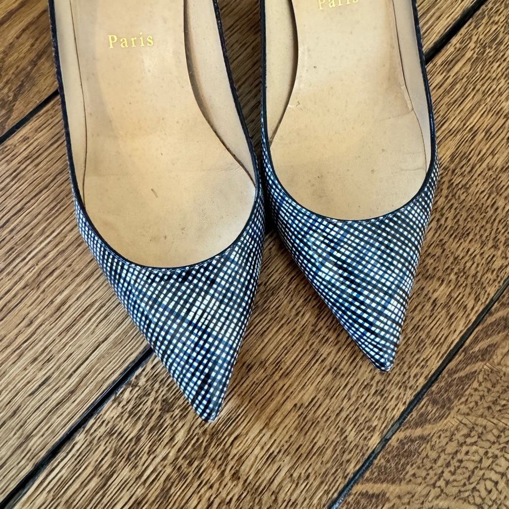 Christian Louboutin Black and White Checkered Heels - Picture 3 of 6